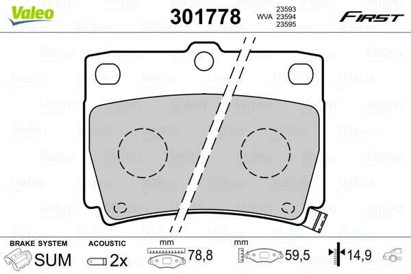 set placute frana,frana disc 301778 VALEO