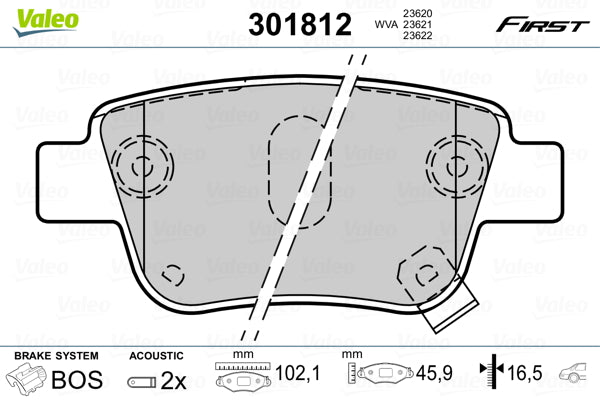Set placute frana VALEO 301812