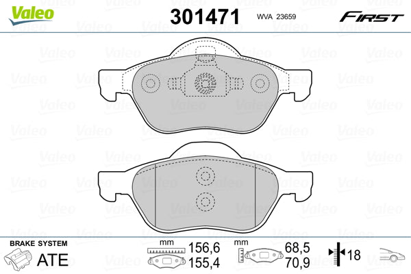 set placute frana,frana disc 301471 VALEO