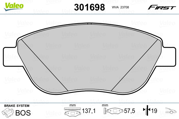 set placute frana,frana disc 301698 VALEO
