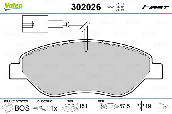 set placute frana,frana disc 302026 VALEO