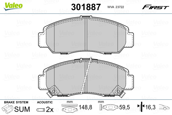 set placute frana,frana disc 301887 VALEO