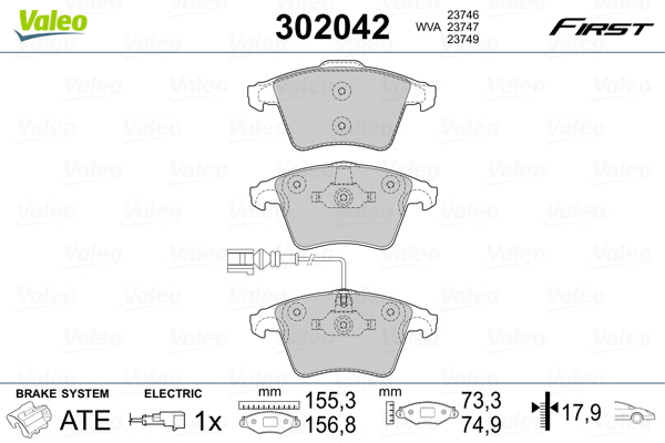 set placute frana,frana disc 302042 VALEO