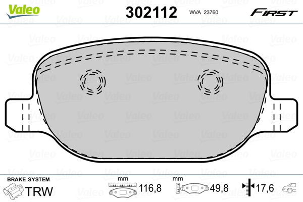 set placute frana,frana disc 302112 VALEO