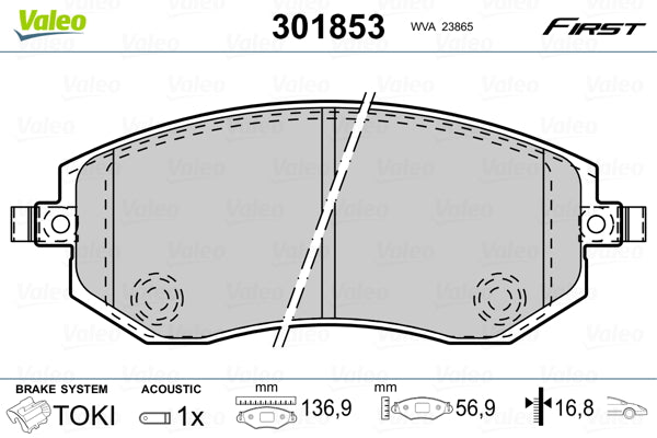 set placute frana,frana disc 301853 VALEO