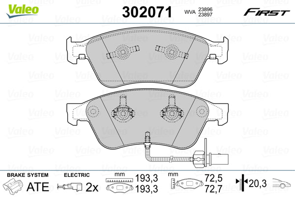 set placute frana,frana disc 302071 VALEO