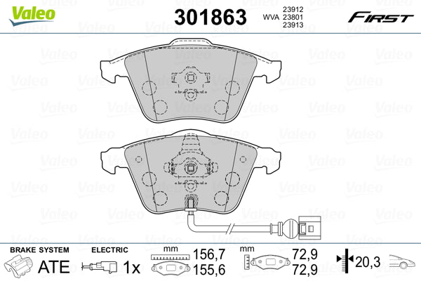 set placute frana,frana disc 301863 VALEO