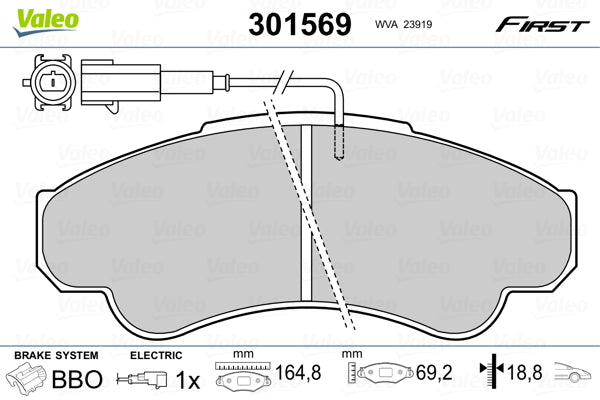 set placute frana,frana disc 301569 VALEO