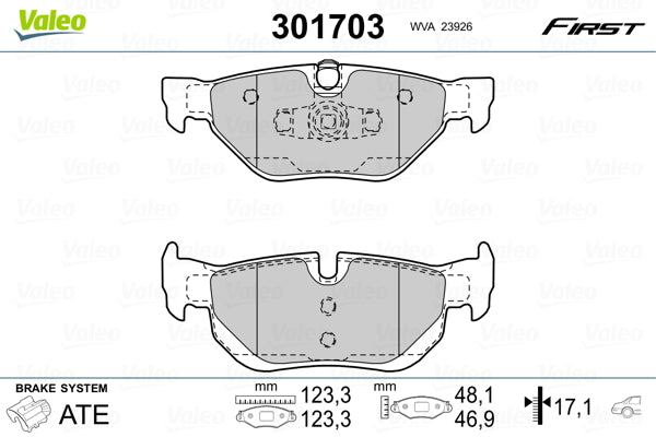 set placute frana,frana disc 301703 VALEO