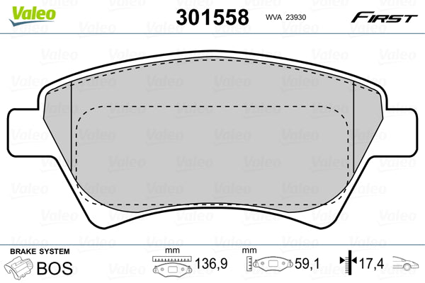 set placute frana,frana disc 301558 VALEO