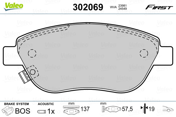 set placute frana,frana disc 302069 VALEO