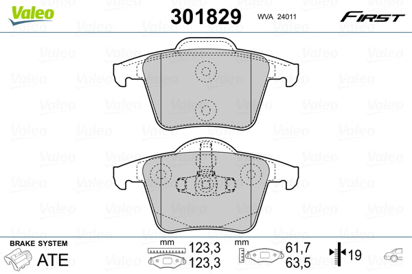 set placute frana,frana disc 301829 VALEO
