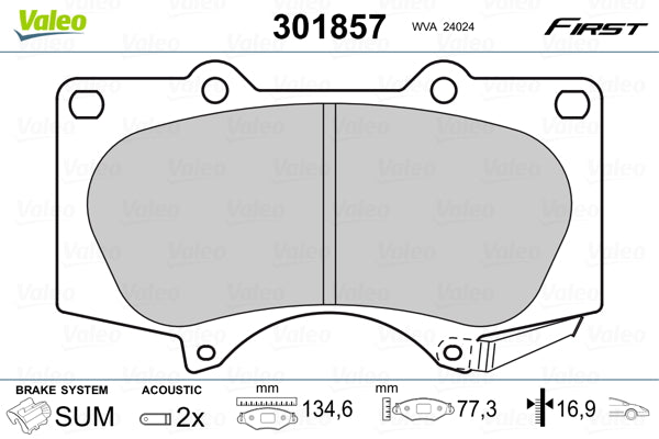 Set placute frana VALEO 301857