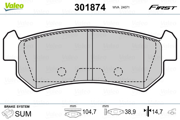 set placute frana,frana disc 301874 VALEO