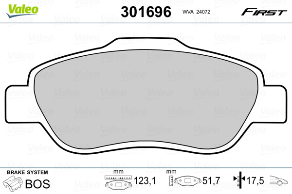 set placute frana,frana disc 301696 VALEO