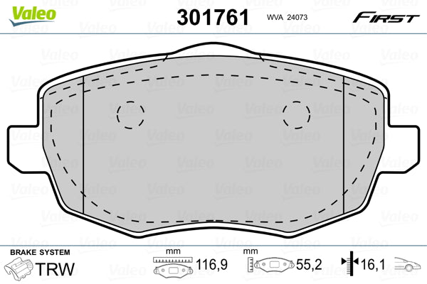 Set placute frana VALEO 301761