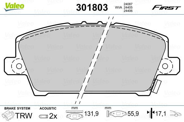 set placute frana,frana disc 301803 VALEO