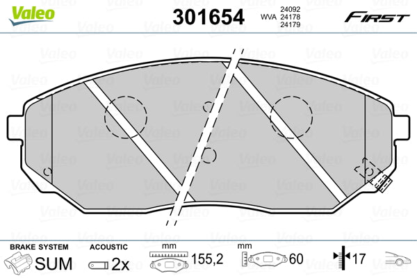 set placute frana,frana disc 301654 VALEO
