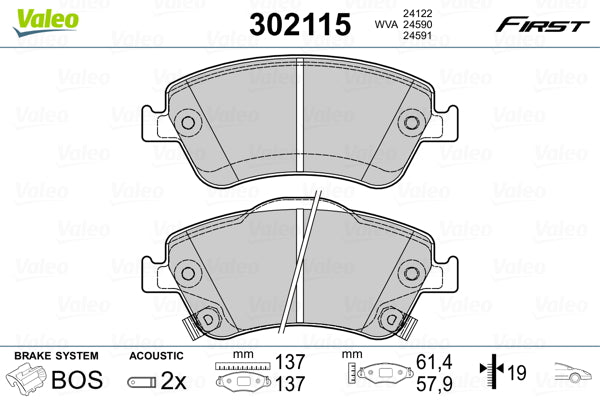 set placute frana,frana disc 302115 VALEO