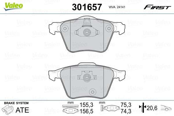 set placute frana,frana disc 301657 VALEO
