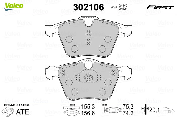 set placute frana,frana disc 302106 VALEO