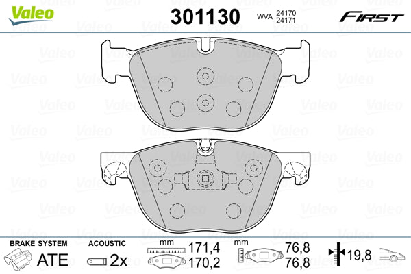 set placute frana,frana disc 301130 VALEO