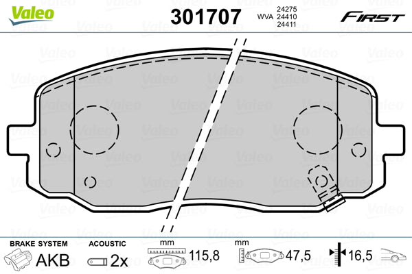 set placute frana,frana disc 301707 VALEO