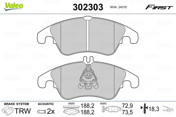 set placute frana,frana disc 302303 VALEO
