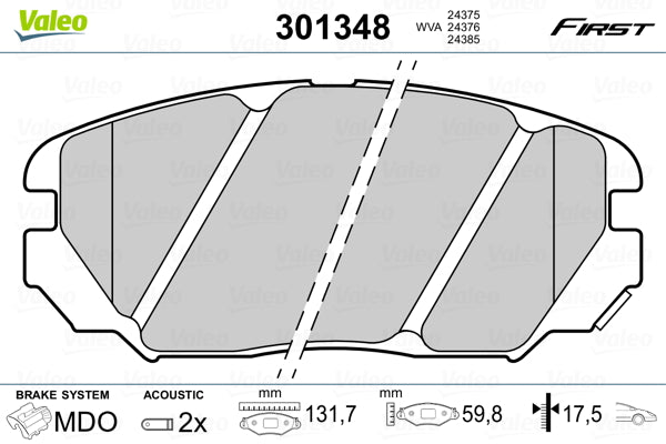 set placute frana,frana disc 301348 VALEO
