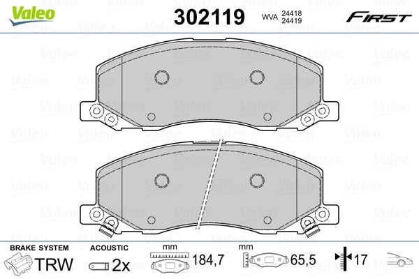 set placute frana,frana disc 302119 VALEO