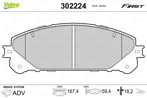 set placute frana,frana disc 302224 VALEO
