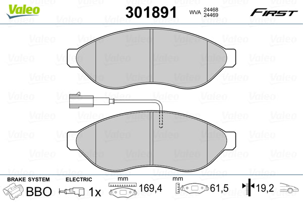 set placute frana,frana disc 301891 VALEO