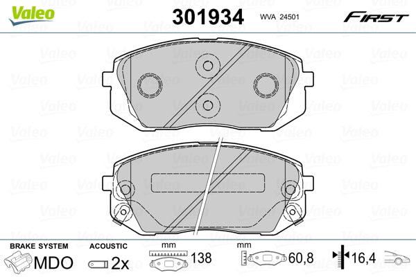 set placute frana,frana disc 301934 VALEO