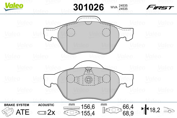set placute frana,frana disc 301026 VALEO