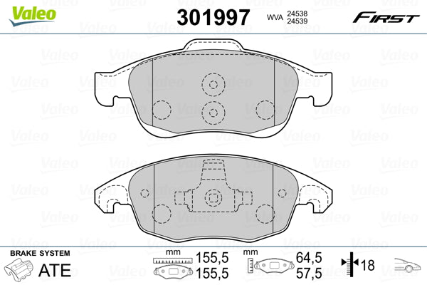 set placute frana,frana disc 301997 VALEO