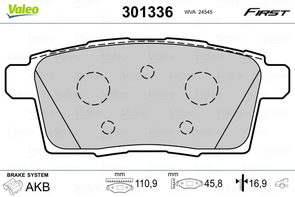 set placute frana,frana disc 301336 VALEO