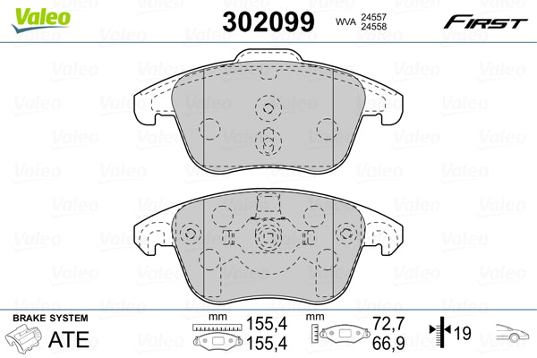 set placute frana,frana disc 302099 VALEO