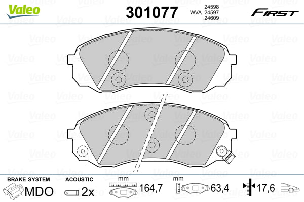Set placute frana VALEO 301077