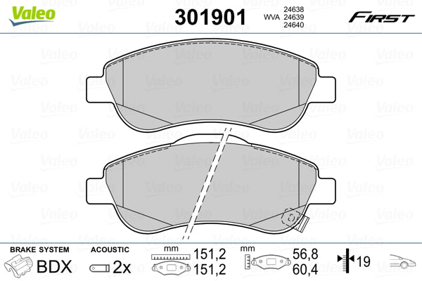set placute frana,frana disc 301901 VALEO