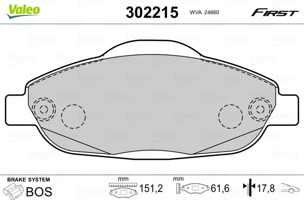 Set placute frana VALEO 302215