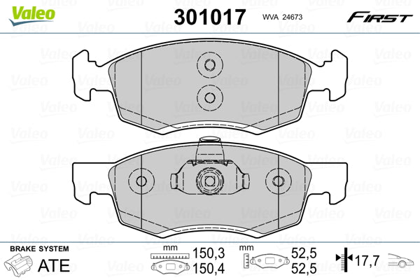 set placute frana,frana disc 301017 VALEO