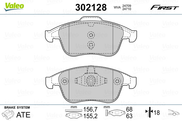 set placute frana,frana disc 302128 VALEO
