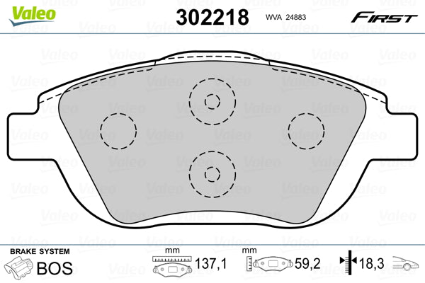 set placute frana,frana disc 302218 VALEO