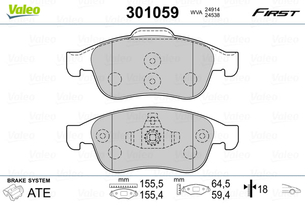 set placute frana,frana disc 301059 VALEO
