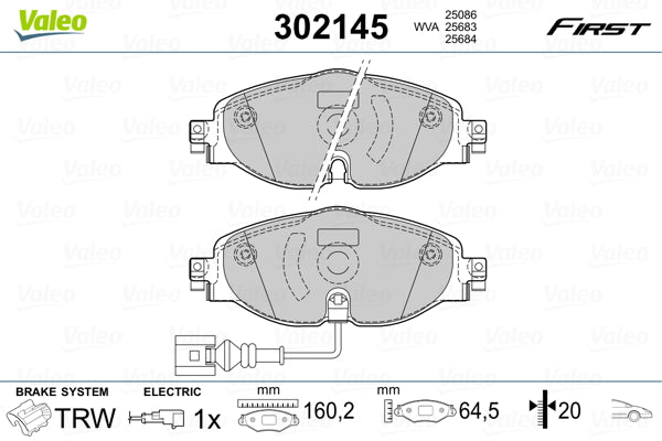 set placute frana,frana disc 302145 VALEO