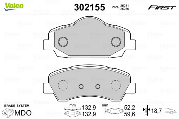 set placute frana,frana disc 302155 VALEO