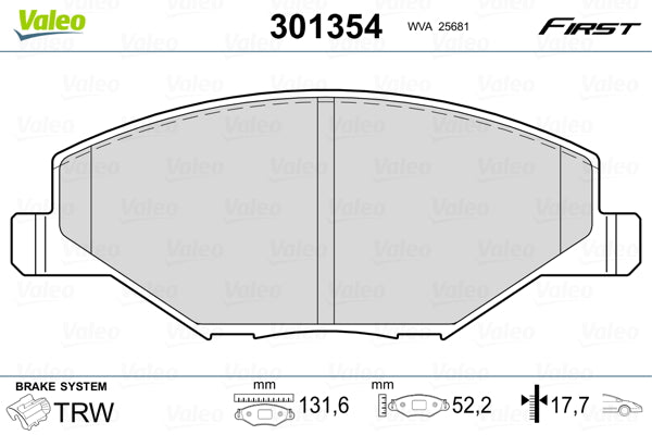 set placute frana,frana disc 301354 VALEO