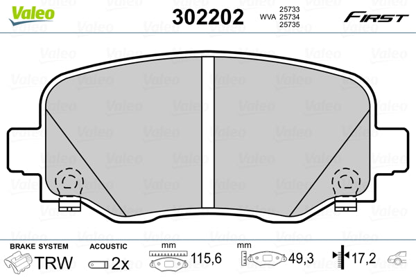 Set placute frana VALEO 302202
