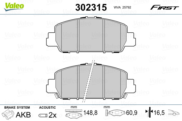 set placute frana,frana disc 302315 VALEO