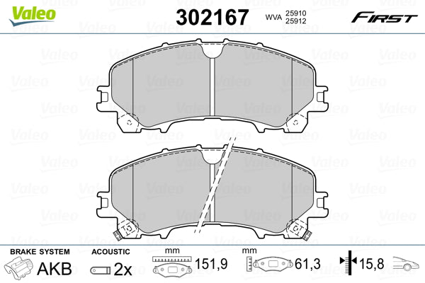 set placute frana,frana disc 302167 VALEO